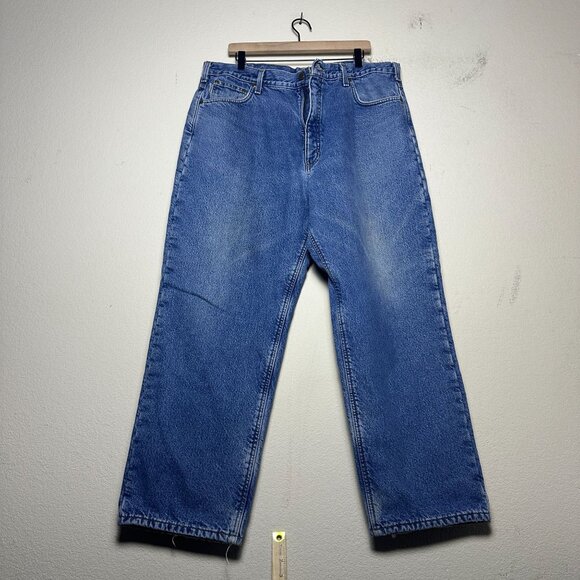 Carhartt Other - Carhartt Men 40x30 Blue Denim Jean Pant Insulated Fleece Lined Winter Outerwear